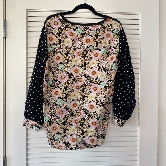 Anthropologie Maeve Split-Back Floral Polka Dotted Top, Size XS - Picture 2 of 9